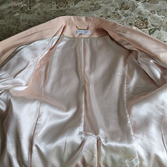 Calvin Klein Faux Pearl Button Open Front Blazer Peach Size 14 NWT - Picture 9 of 10